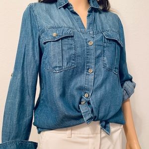 Anthropology Cloth & Stone Chambray Button-Down Top [Size Small]